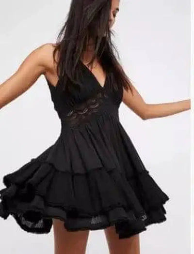 Backless Lace Slip Dress-Black-15