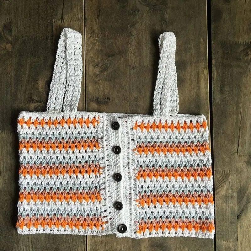 Sexy Beach Hollow Wrapped Chest Handmade Cotton Woven-Orange-4