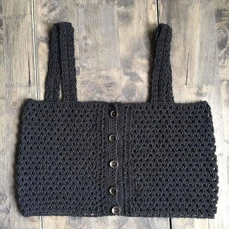 Beach Hollow Wrapped Chest Handmade Cotton Woven-Black-5