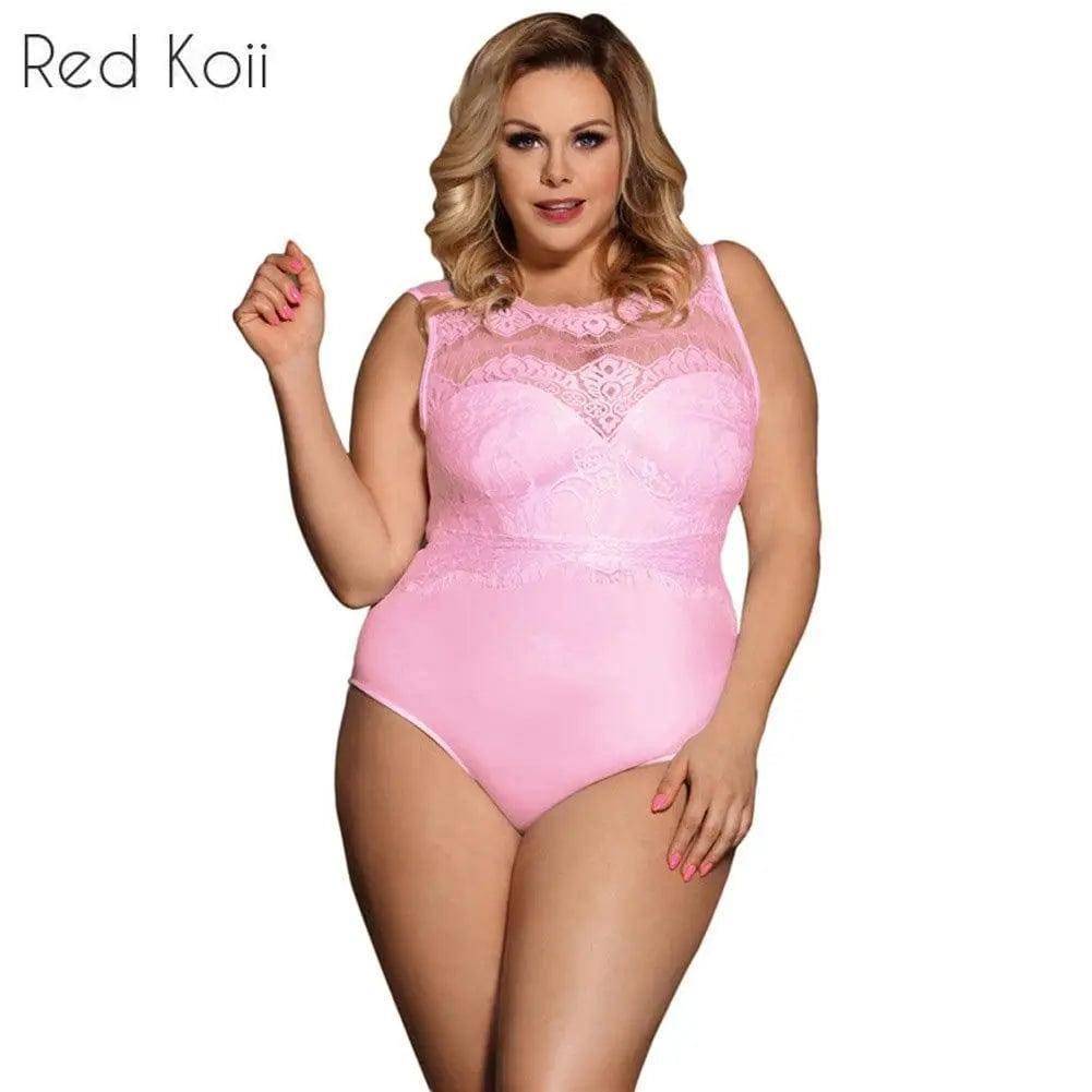 Sexy Embroidered Lace Lingerie 5XL-Pink-6