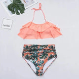 Sexy Fashion Multicolor Split Bikini Swimsuit-Orange-3