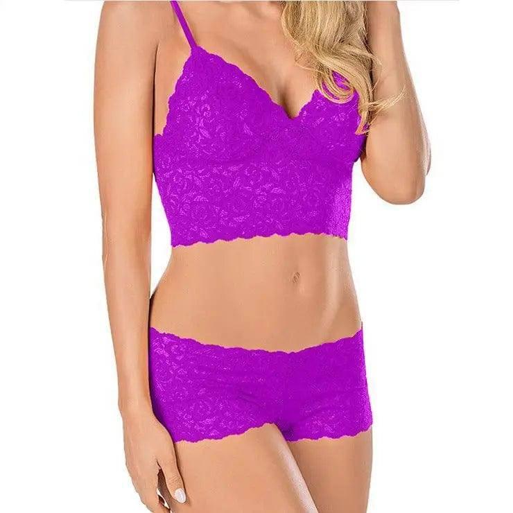 Sexy lace lingerie-Purple-4