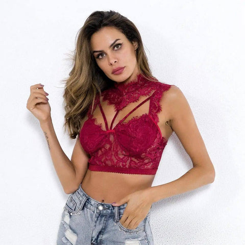 Sexy lace lingerie top-Winered-3