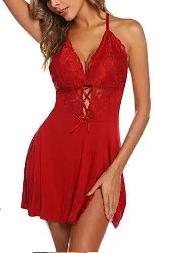Sexy lingerie modal pajamas Sleepwear-Red-4