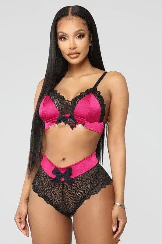 Sexy Lingerie Sexy Sling Lace Bra Two-piece-RoseRed-4