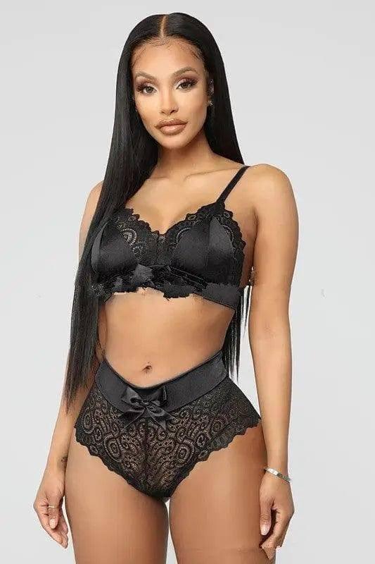 Sexy Lingerie Sexy Sling Lace Bra Two-piece-Black-5