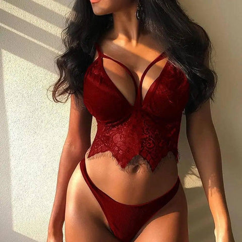 Sexy Lingerie Women Lace Sexy Lingerie-Red-2