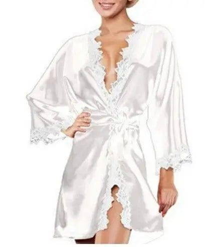 Sexy Lingerie Women Lace Sleep Dress Babydoll Nightdress-White-1