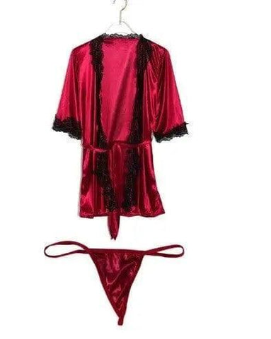 Sexy Lingerie Women Lace Sleep Dress Babydoll Nightdress-Redwine-5