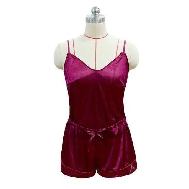 Sexy-Lingerie Women Sleepwear Lace Silk Babydoll Up Nightwea-Red-5