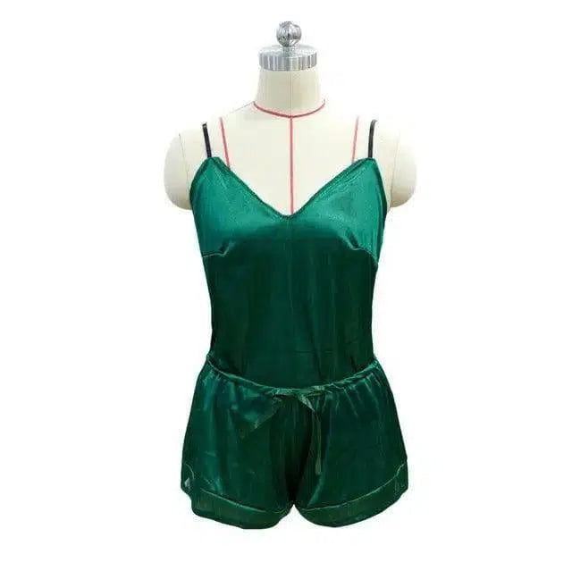 Lingerie Women Sleepwear Lace Silk Babydoll Up Nightwear-Green-6