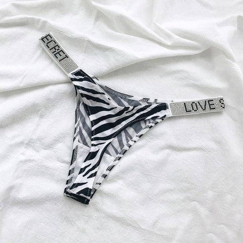 Sexy Low-rise T Pants Narrow Edge Water Diamond Underwear-zebra-5