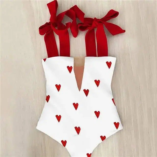 Sexy One Piece Swimsuit Shoulder Strappy Swimsuit Heart-S-7