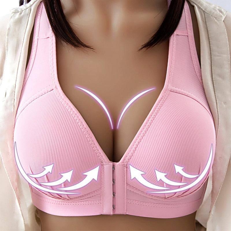 Sexy Push Up Bra Front Closure Solid Color Brassiere-front style1-D-9