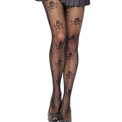 Sexy skull pantyhose stockings-Black-4