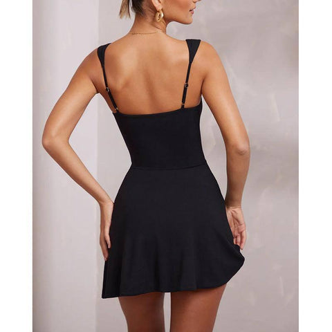 Sexy Sling Backless Dress Women Solid Color Spaghetti Strap-4