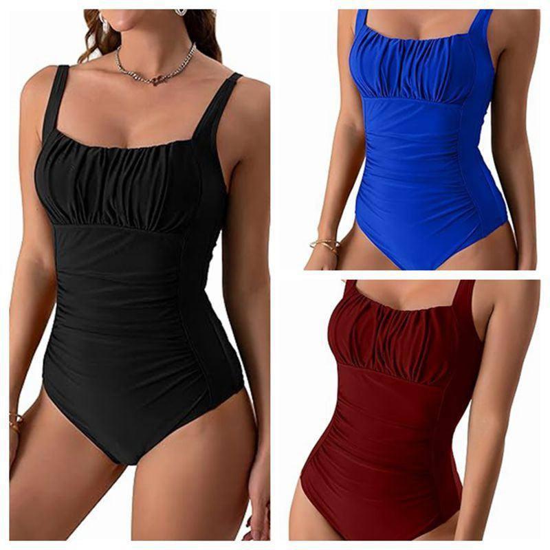 Sexy Square Neck One-piece Bikini Summer New Solid Color-2