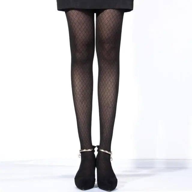 Sexy Women Tights Over Knee Double Stripe Sheer Black-C-1
