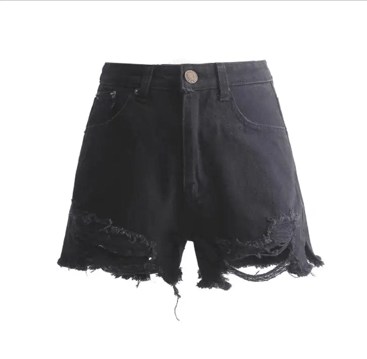 LOVEMI  Short Black / M Lovemi -  Women's Ripped Jeans Shorts