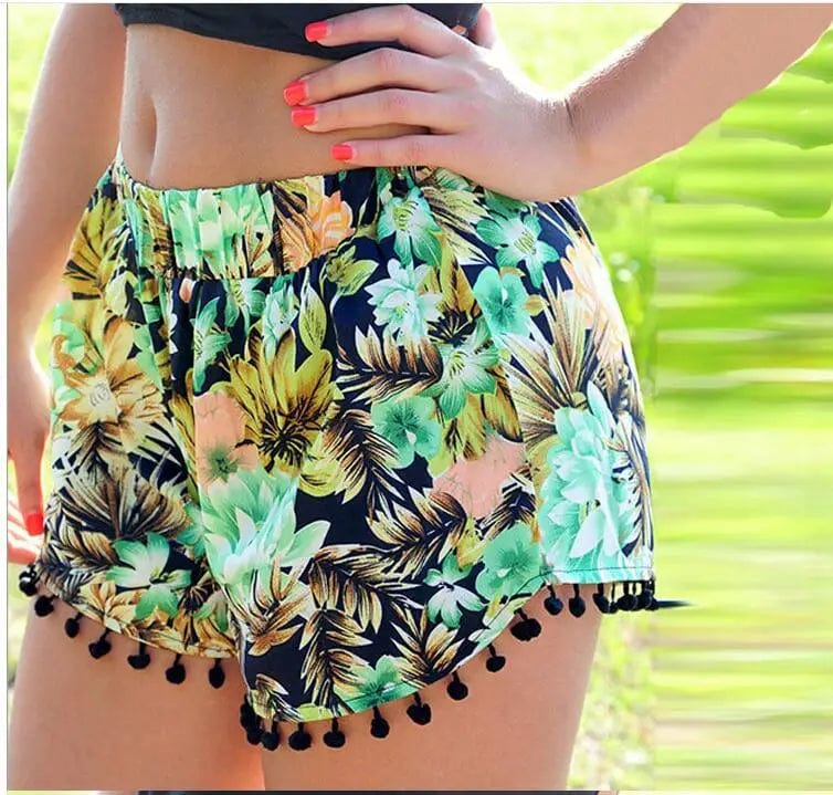 LOVEMI  Short Lovemi -  Printed elastic waist shorts beach pants