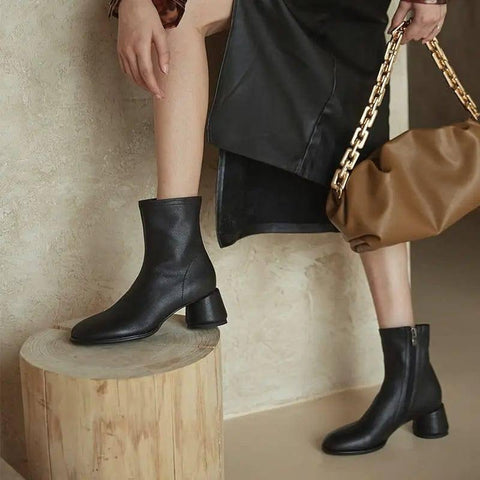 Simple And Comfortable Mid-heel Fashion Boots Women-1