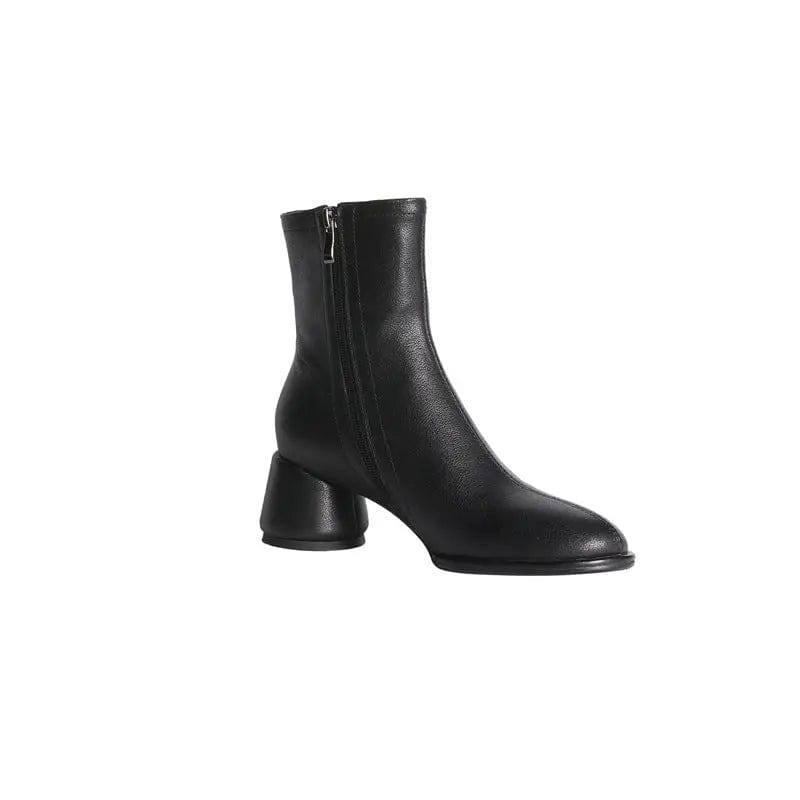 Simple And Comfortable Mid-heel Fashion Boots Women-Black-3