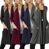 LOVEMI - Simple Coat Long Sleeve Mid-length Cardigan Women's Clothing