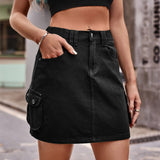 LOVEMI  Skirts Black / S Lovemi -  Women's Casual Elastic Waist Denim Suit Skirt