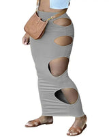 LOVEMI  Skirts Gray / S Lovemi -  Women's Fashionable Side Hollow-out Ripped Sheath Skirt