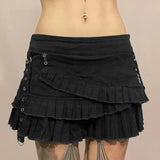 LOVEMI  Skirts Lovemi -  Metal Buckle Irregular Pleated Denim Skirt