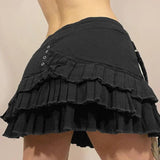 LOVEMI  Skirts Lovemi -  Metal Buckle Irregular Pleated Denim Skirt
