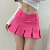 LOVEMI  Skirts Rose Red / XS Lovemi -  Women's Preppy Style Hot Girl Sexy V Waist Ultra Short Anti-exposure A- Line Skirt