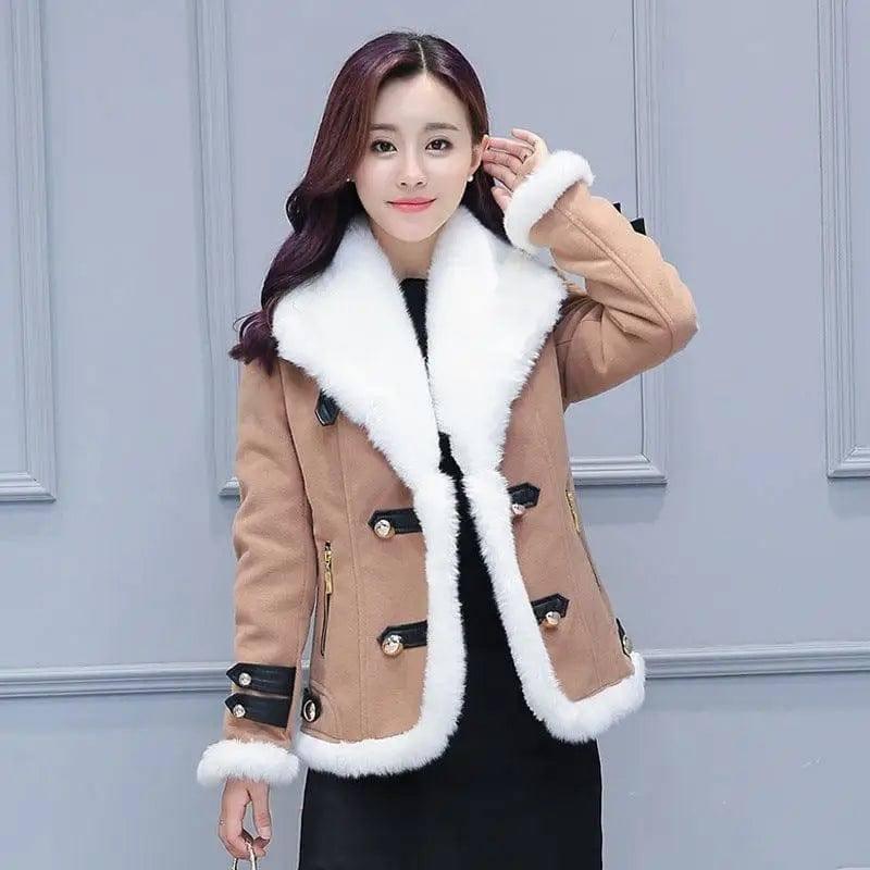 Slim Thick Lamb Wool small Woolen Coat-6