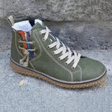 snow boots women flat heel-Green-6