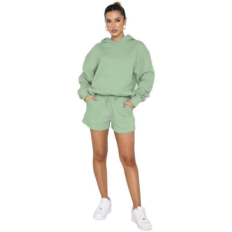 Solid Color Pullover Hooded Long Sleeves Sweater For Women-Light Green-8