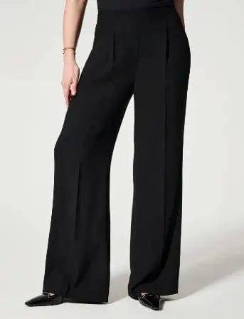 Solid Color Simple Casual Wide Micro Flared Pants-Black Regular-2