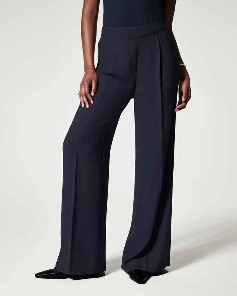 Solid Color Simple Casual Wide Micro Flared Pants-Navy Regular-3