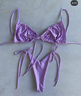 Solid color split bikini swimsuit-Purple-5