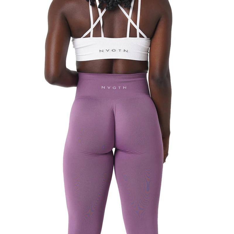 Solid Seamless Workout Leggings-Orchid-1