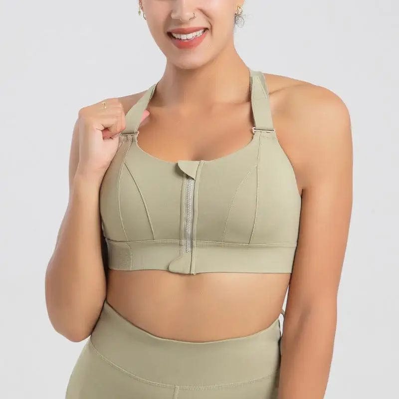 LOVEMI  Sport clothing Armygreen / S Lovemi -  Wireless padded sports bra with high quality front zipper