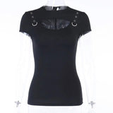 LOVEMI Sport clothing Black / S Lovemi -  Round neck T-shirt with holes