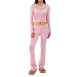 LOVEMI  Sport clothing Pink / XS Lovemi -  Knitted Hooded Suits Women's Fashion High Waist