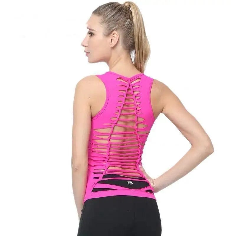LOVEMI Sport clothing Rose Red / L Lovemi -  Professional Yoga Wear Vest With Chest Pad, Hollow,
