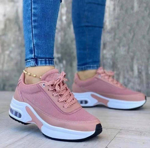 Sports Shoes Women SneakersThick Sole Mesh Breathable Casual-Pink-2