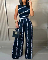 Spring Leisure Slim Print Sleeveless Women's Jumpsuit-7