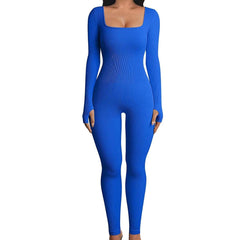Square Neck And Buttocks Lifting Slim Fitting Jumpsuit-3