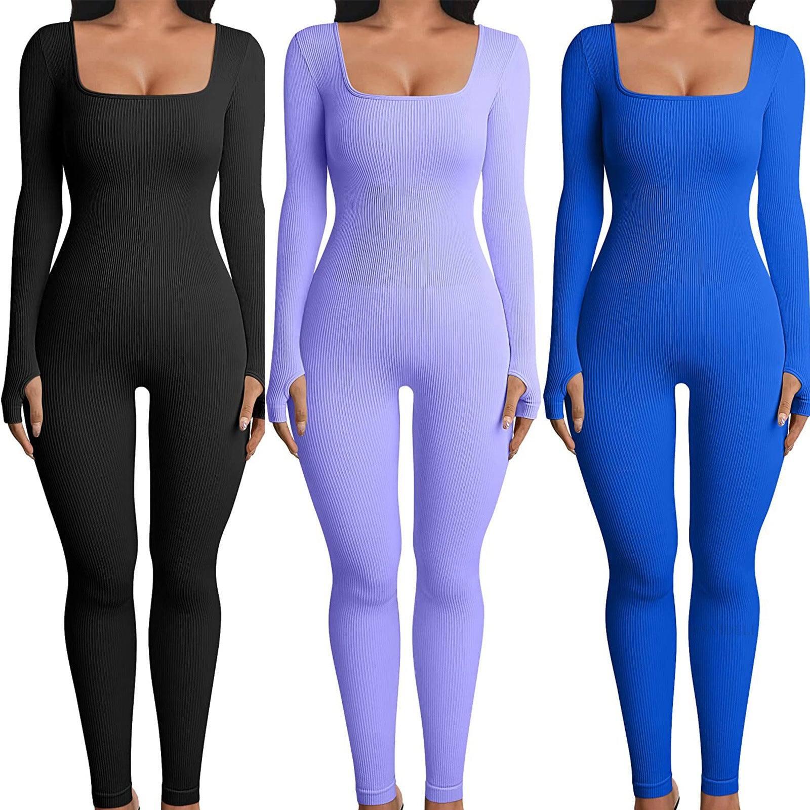 Square Neck And Buttocks Lifting Slim Fitting Jumpsuit-6