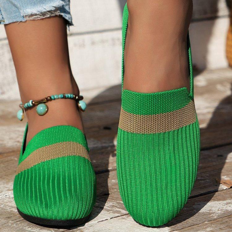 Stripe Design Mesh Flat Shoes Fashion Casual Breathable Slip-3