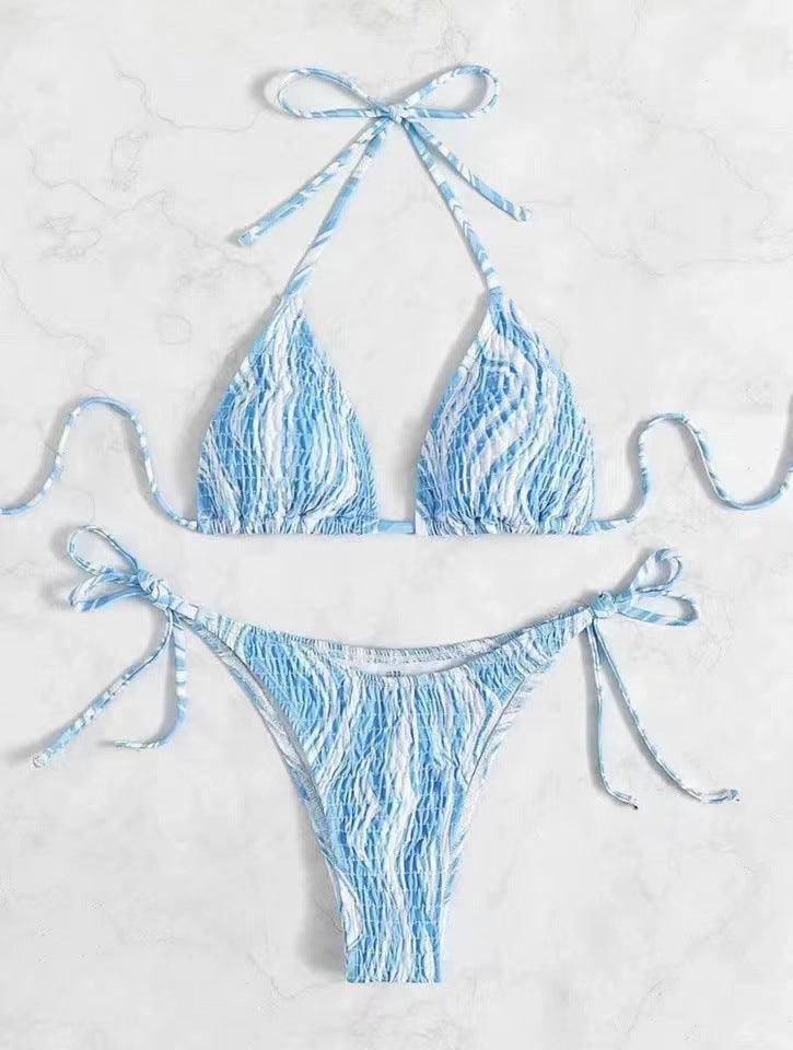 Chic Blue Striped Bikini Set for Summer-3