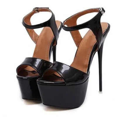 Ultra High Heels Sandals For Women Summer platform-Black-2